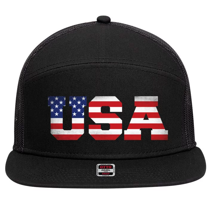 Fourth Of July 4th July Us America Flag 7 Panel Mesh Trucker Snapback Hat