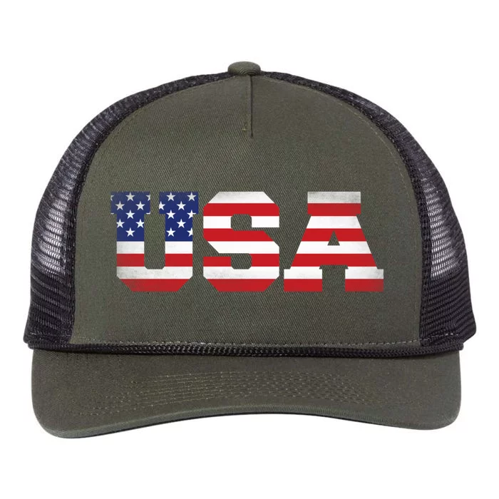 Fourth Of July 4th July Us America Flag Retro Rope Trucker Hat Cap