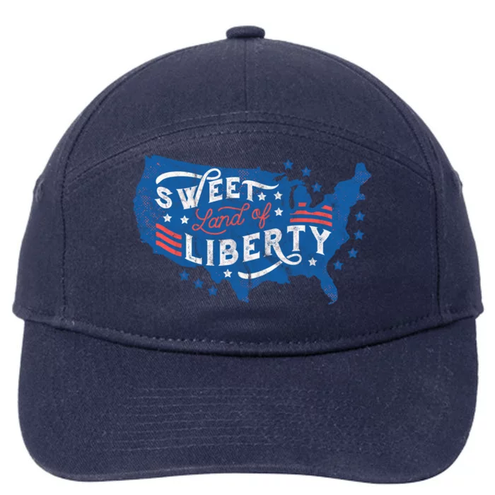 Fourth Of July Sweet Land Of Liberty Vintage Map Usa Cool Gift 7-Panel Snapback Hat