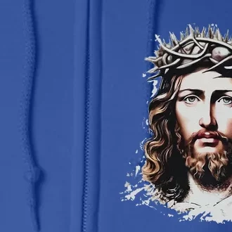 Face Of Jesus Christ Crown Of Thorns Catholic Faith Full Zip Hoodie