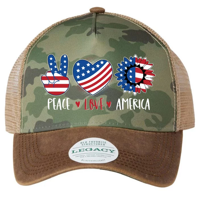 Fourth Of July Peace Love America Legacy Tie Dye Trucker Hat