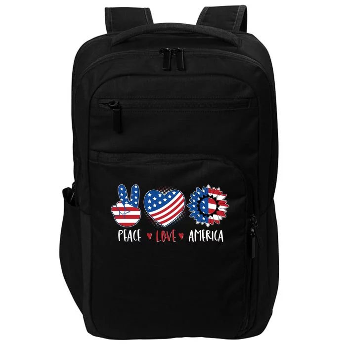 Fourth Of July Peace Love America Impact Tech Backpack