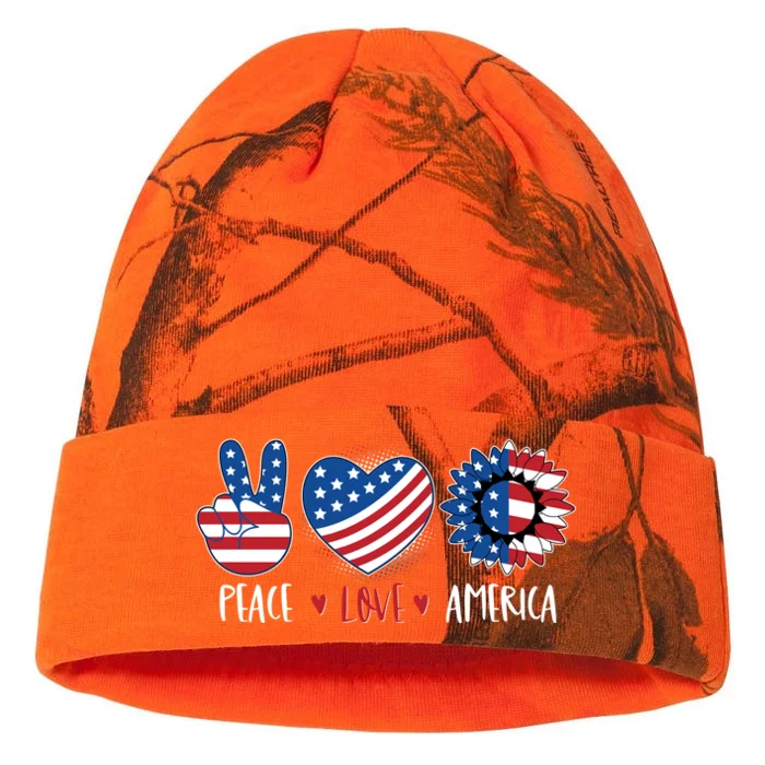 Fourth Of July Peace Love America Kati - 12in Camo Beanie