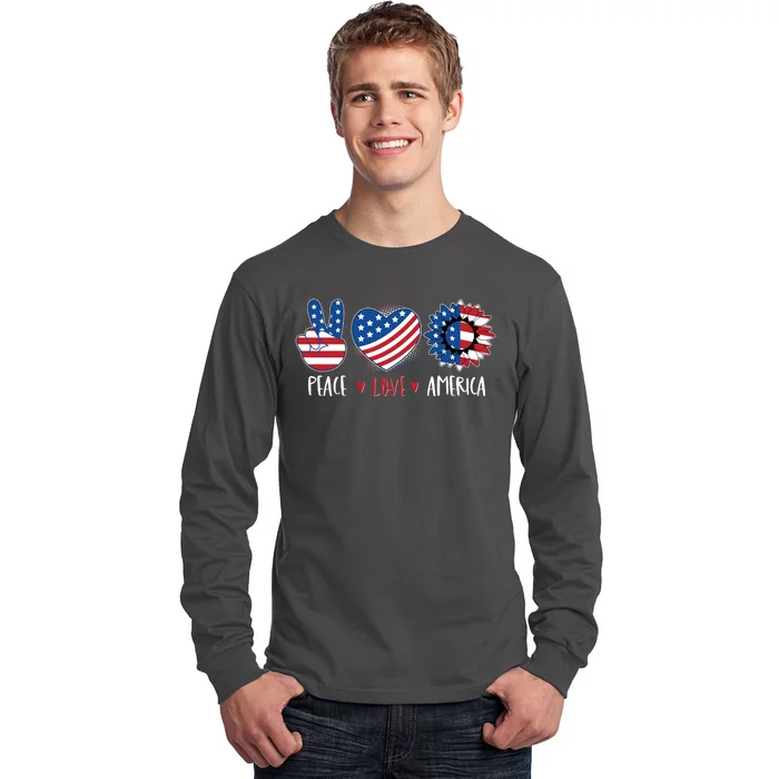 Fourth Of July Peace Love America Long Sleeve Shirt