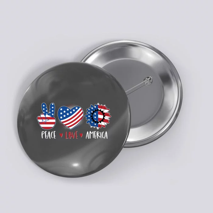 Fourth Of July Peace Love America Button