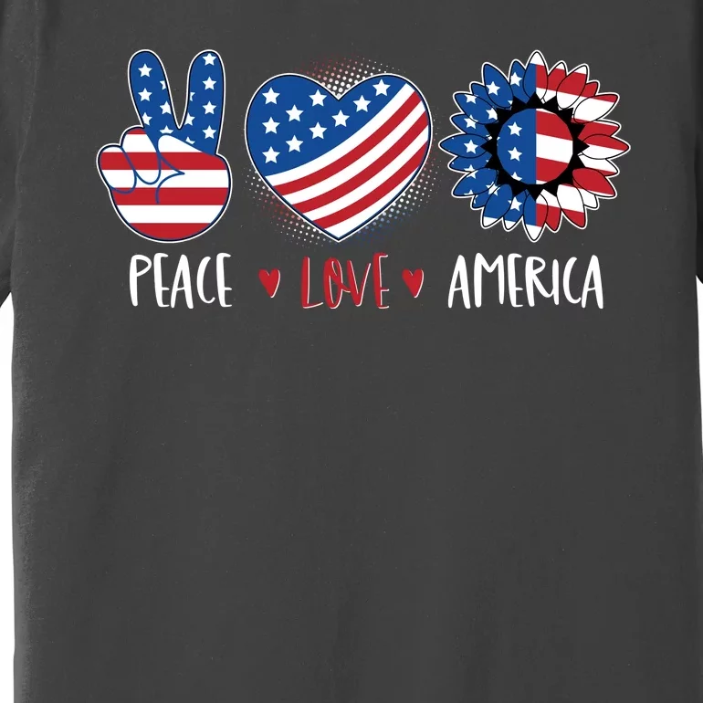 Fourth Of July Peace Love America Premium T-Shirt