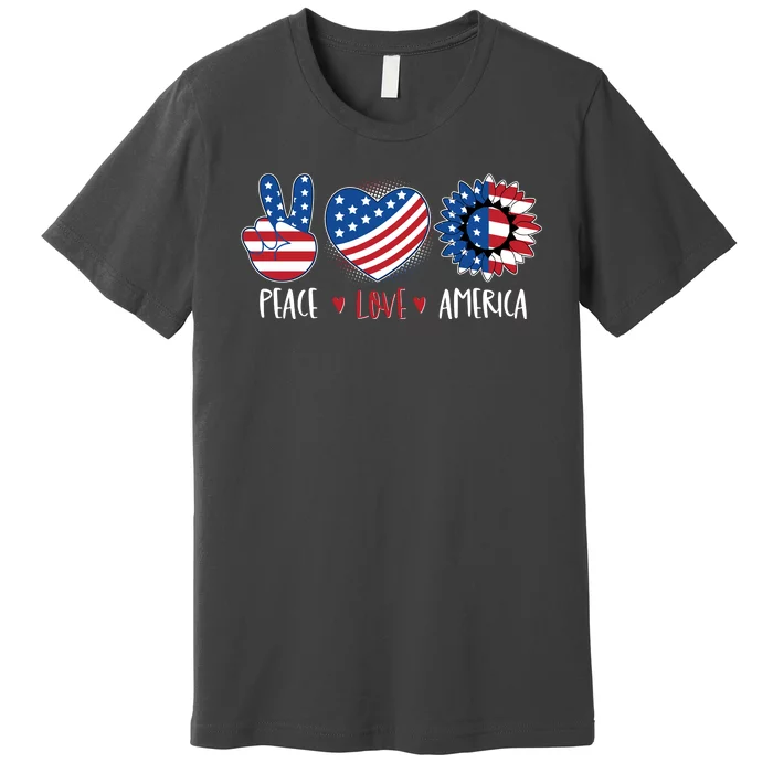 Fourth Of July Peace Love America Premium T-Shirt