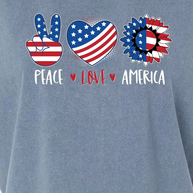 Fourth Of July Peace Love America Garment-Dyed Women's Muscle Tee