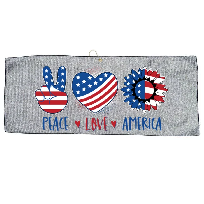 Fourth Of July Peace Love America Large Microfiber Waffle Golf Towel