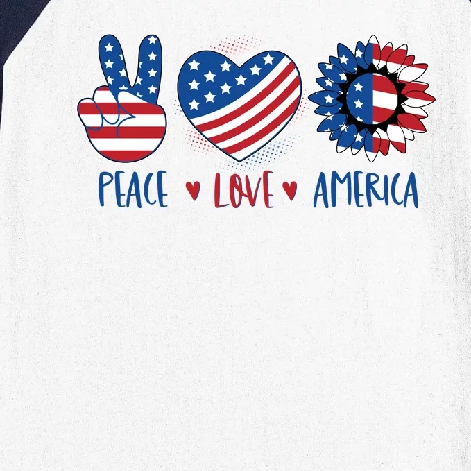 Fourth Of July Peace Love America Baseball Sleeve Shirt