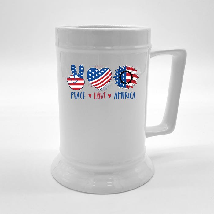 Fourth Of July Peace Love America Front & Back Beer Stein