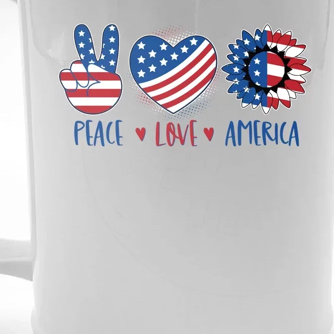 Fourth Of July Peace Love America Front & Back Beer Stein