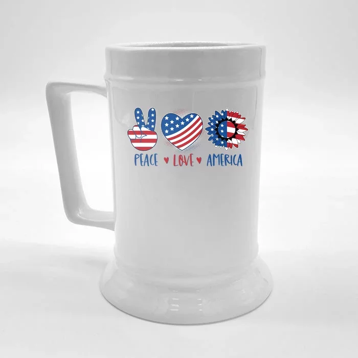 Fourth Of July Peace Love America Front & Back Beer Stein