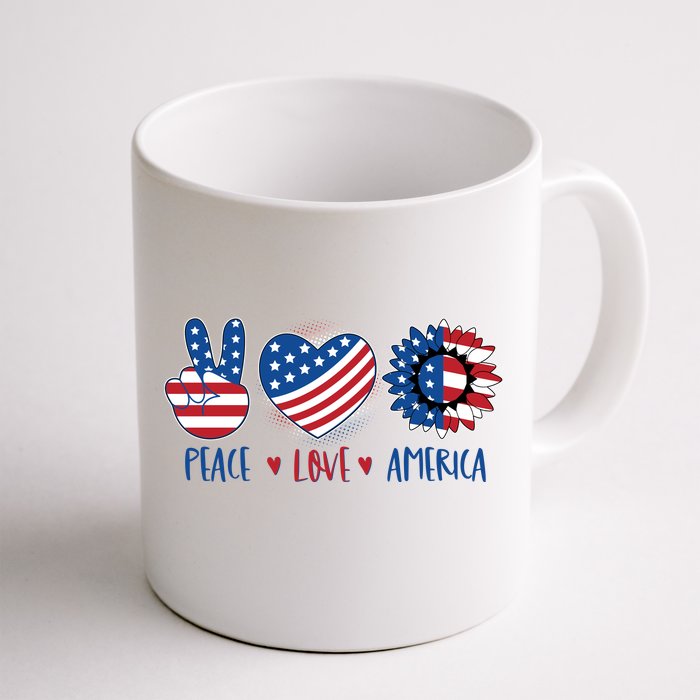 Fourth Of July Peace Love America Front & Back Coffee Mug