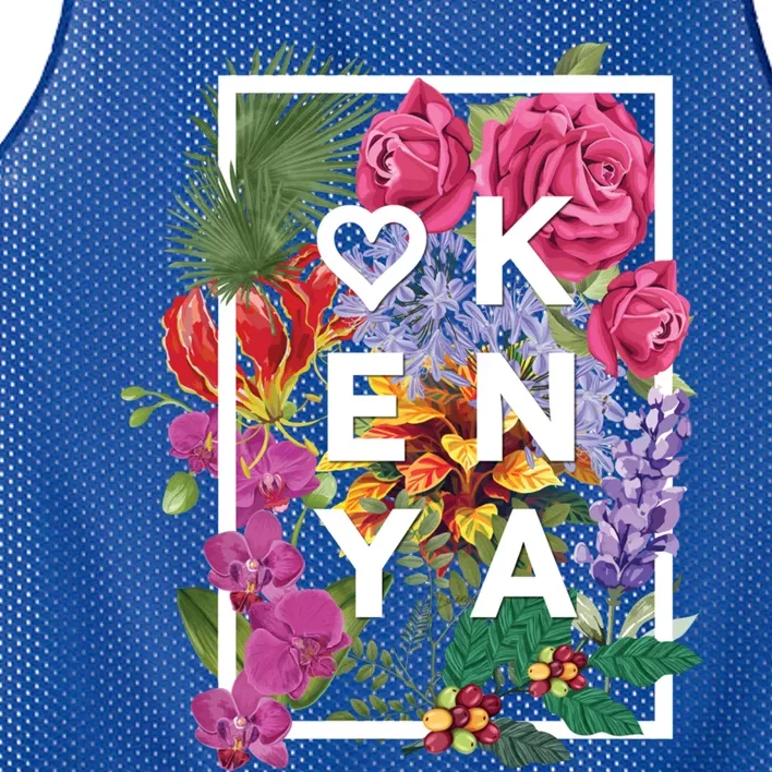 Flowers Of Kenya Word Art Kenyan Pride Gift Mesh Reversible Basketball Jersey Tank