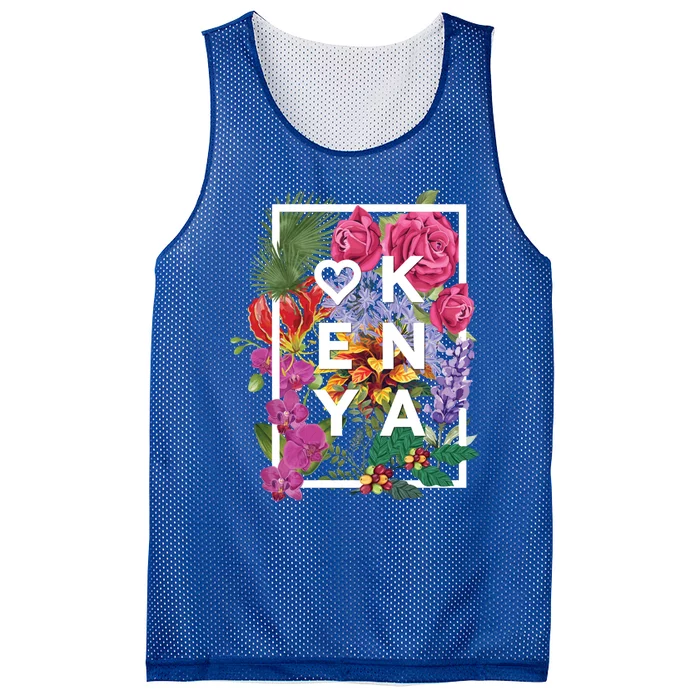 Flowers Of Kenya Word Art Kenyan Pride Gift Mesh Reversible Basketball Jersey Tank