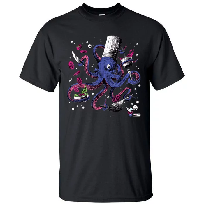 Funny Octopus Kitchen Chef Humor Tall T-Shirt