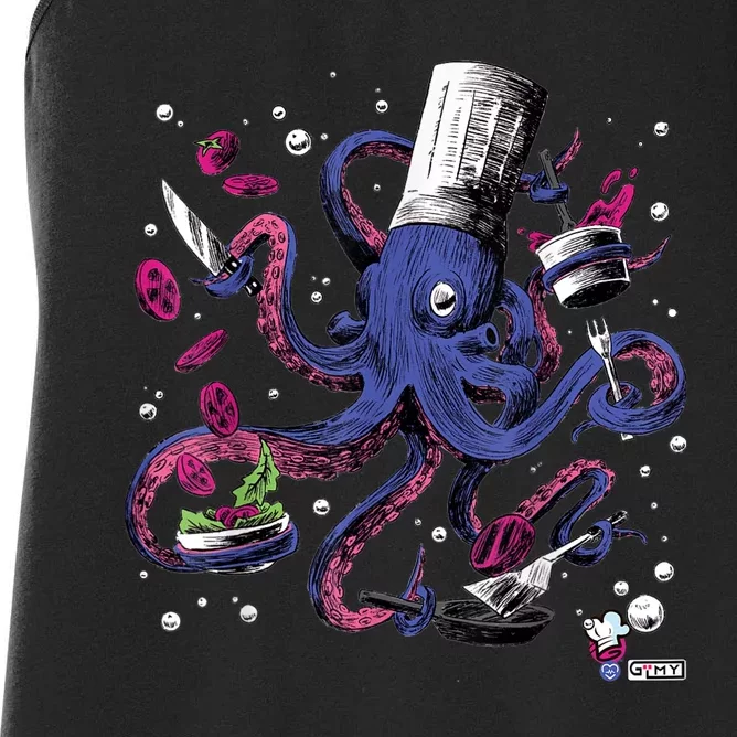 Funny Octopus Kitchen Chef Humor Women's Racerback Tank