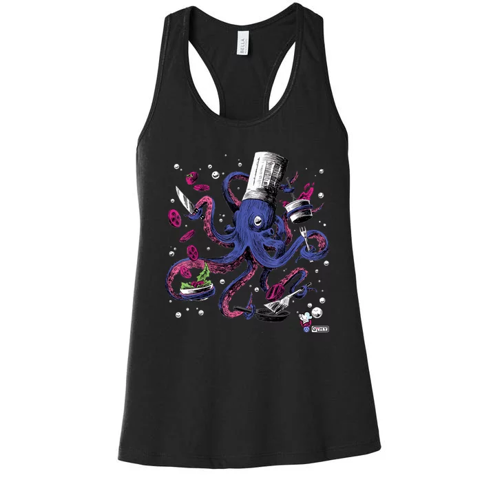 Funny Octopus Kitchen Chef Humor Women's Racerback Tank