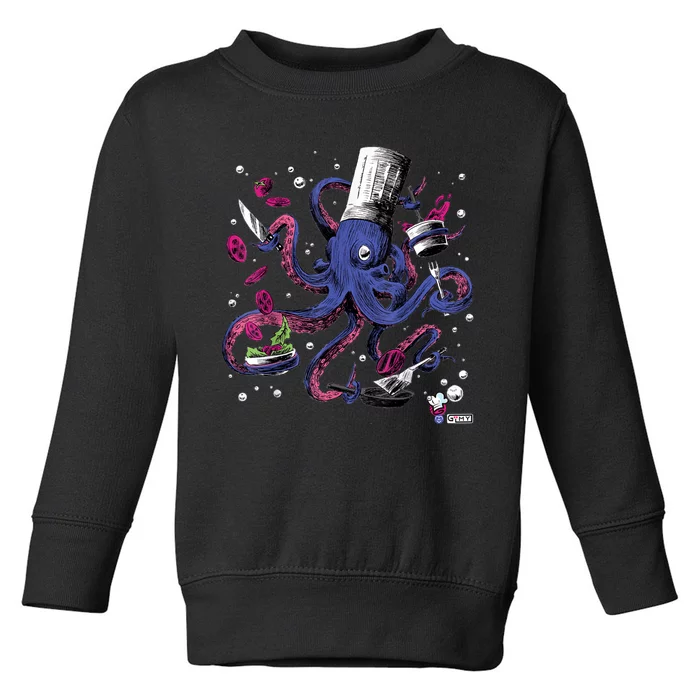 Funny Octopus Kitchen Chef Humor Toddler Sweatshirt