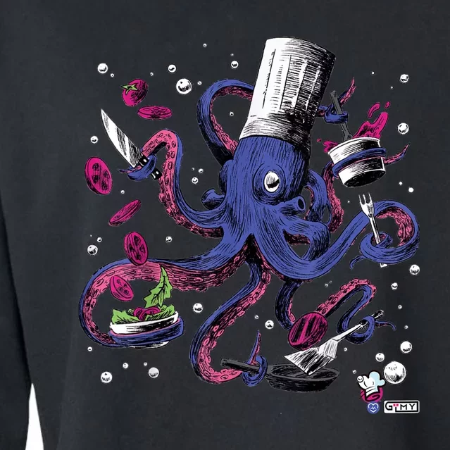 Funny Octopus Kitchen Chef Humor Cropped Pullover Crew