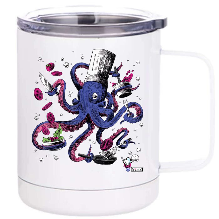 Funny Octopus Kitchen Chef Humor Front & Back 12oz Stainless Steel Tumbler Cup