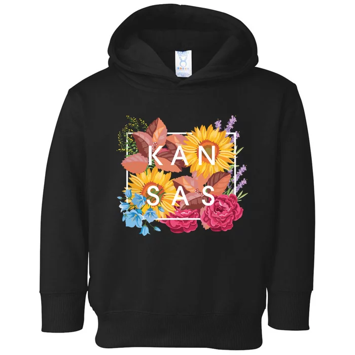 Flowers Of Kansas Word Art Kansan State Pride Toddler Hoodie