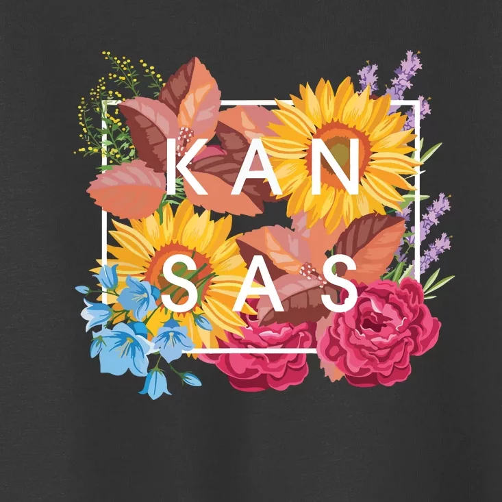 Flowers Of Kansas Word Art Kansan State Pride Toddler T-Shirt