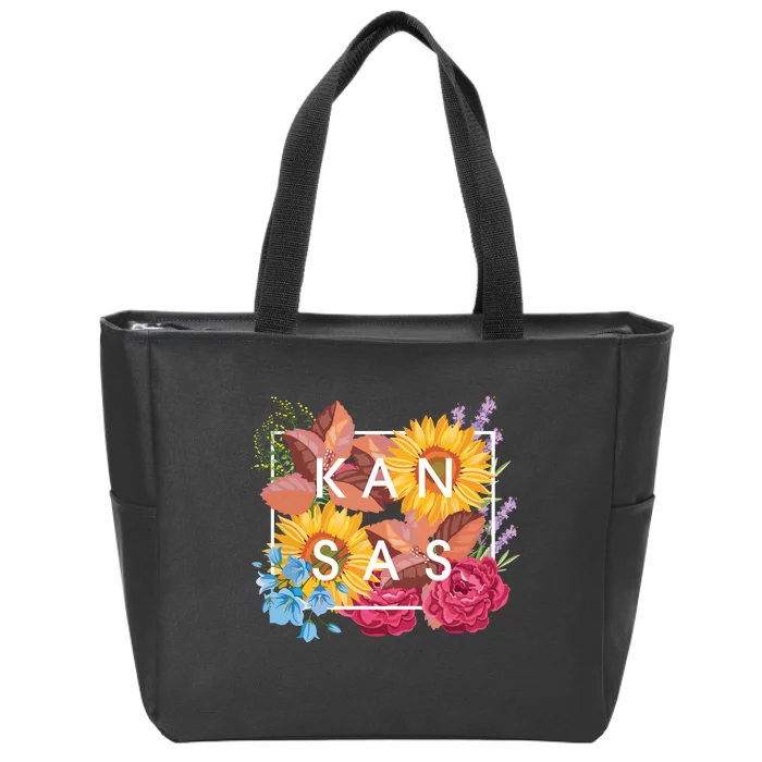 Flowers Of Kansas Word Art Kansan State Pride Zip Tote Bag