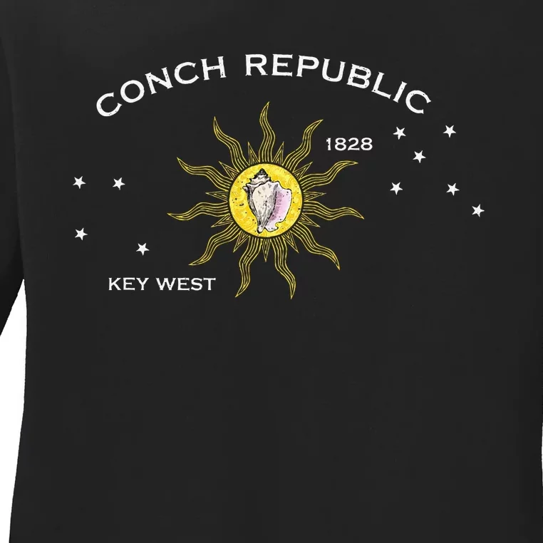 Flag Of Key West Florida Conch Republic Ladies Long Sleeve Shirt