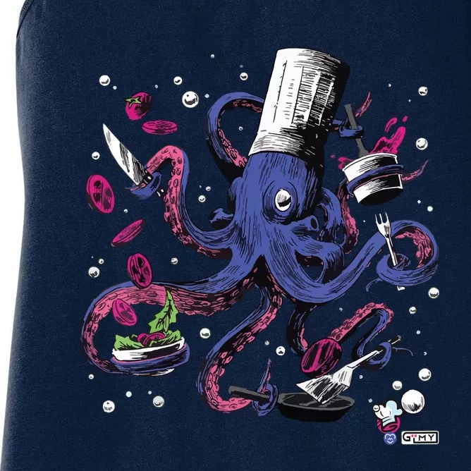 Funny Octopus Kitchen Chef Humor Women's Racerback Tank