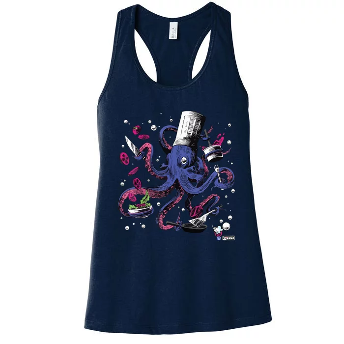 Funny Octopus Kitchen Chef Humor Women's Racerback Tank