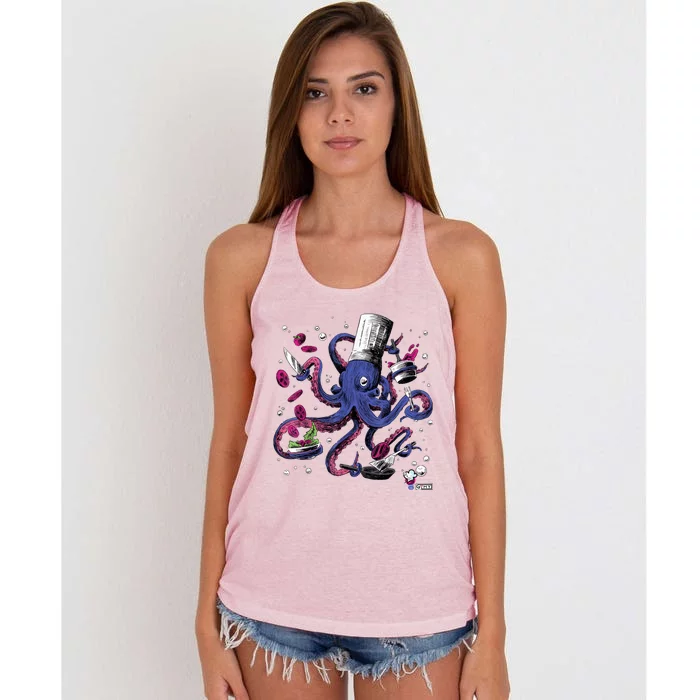 Funny Octopus Kitchen Chef Humor Women's Knotted Racerback Tank