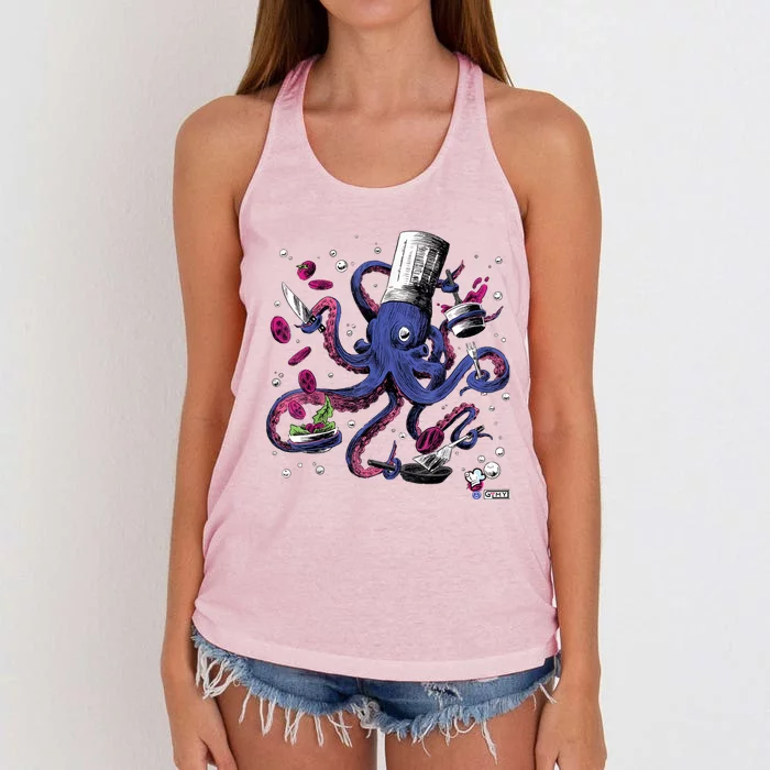 Funny Octopus Kitchen Chef Humor Women's Knotted Racerback Tank