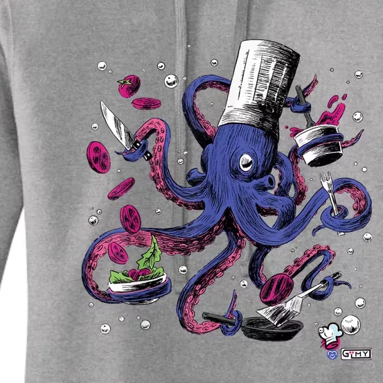 Funny Octopus Kitchen Chef Humor Women's Pullover Hoodie