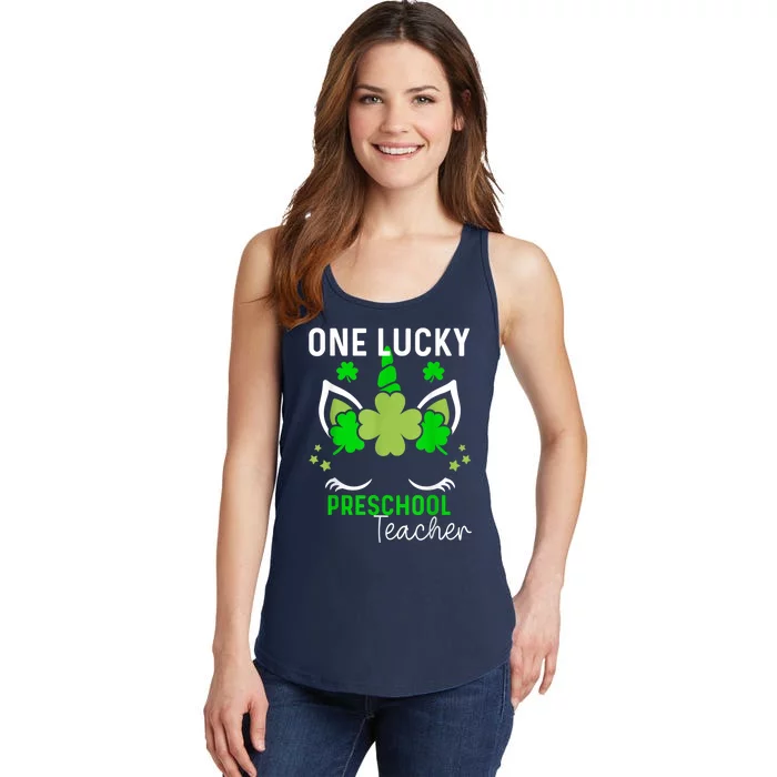 Funny One Lucky Preschool Teacher St. Patricks Day Irish Ladies Essential Tank