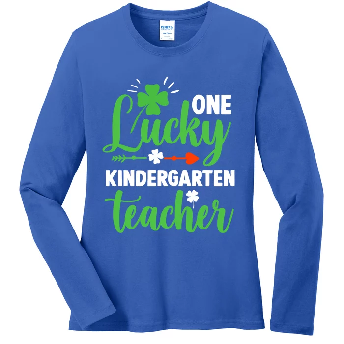 Funny One Lucky Kindergarten Teacher St Patricks Day Great Gift Ladies Long Sleeve Shirt