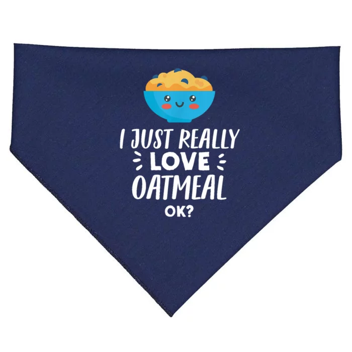 Funny Oatmeal Lover Design | I Just Really Love Oatmeal USA-Made Doggie Bandana