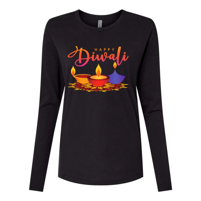 Festival Of Light Happy Diwali Womens Cotton Relaxed Long Sleeve T-Shirt