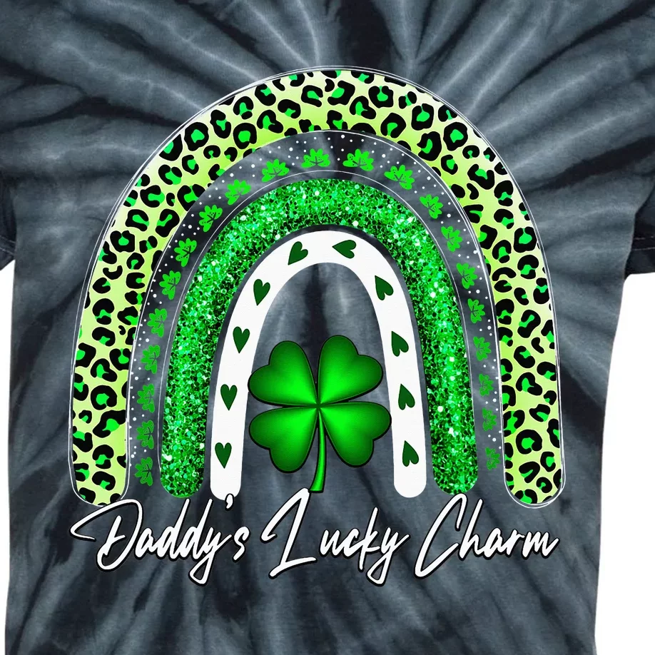 funny One Lucky Dad Matching St Patricks Day Kids Tie-Dye T-Shirt