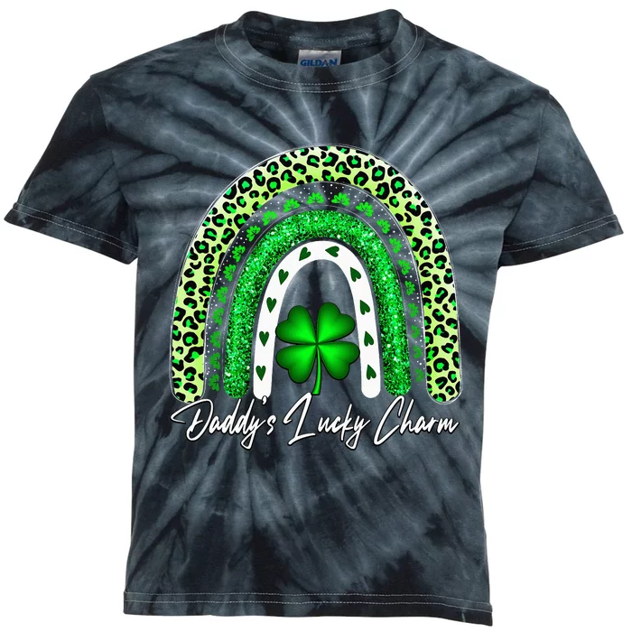 funny One Lucky Dad Matching St Patricks Day Kids Tie-Dye T-Shirt