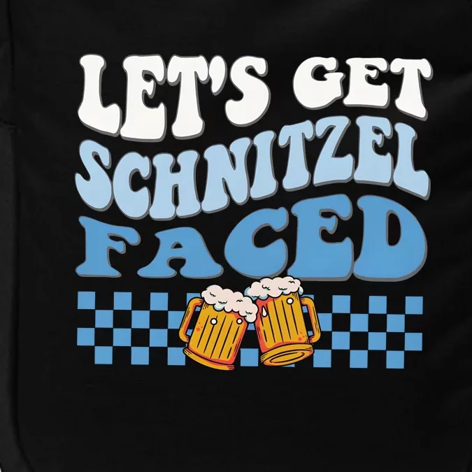 Funny Oktoberfest Lets Get Schnitzel Faced Beer Drinking Team Impact Tech Backpack