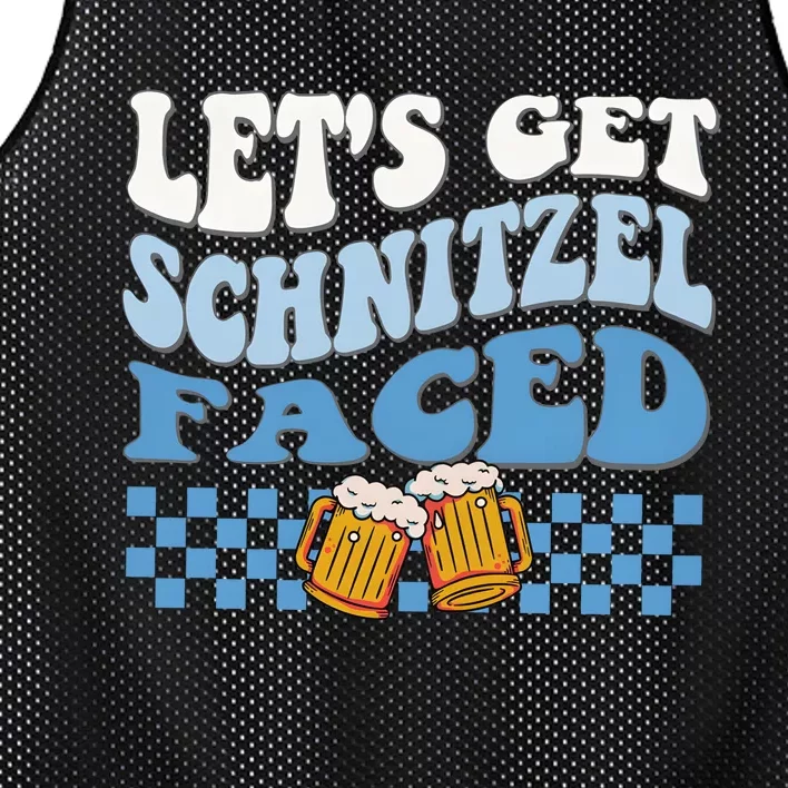 Funny Oktoberfest Lets Get Schnitzel Faced Beer Drinking Team Mesh Reversible Basketball Jersey Tank