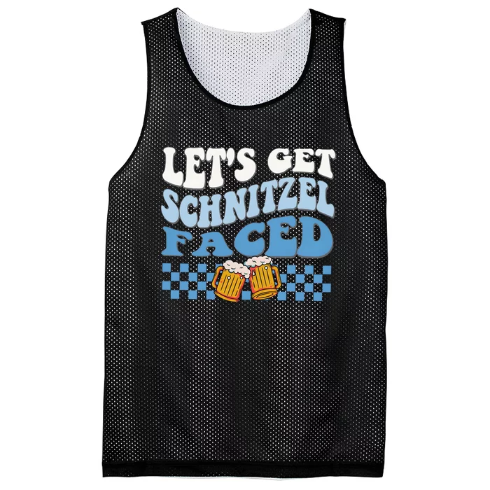 Funny Oktoberfest Lets Get Schnitzel Faced Beer Drinking Team Mesh Reversible Basketball Jersey Tank