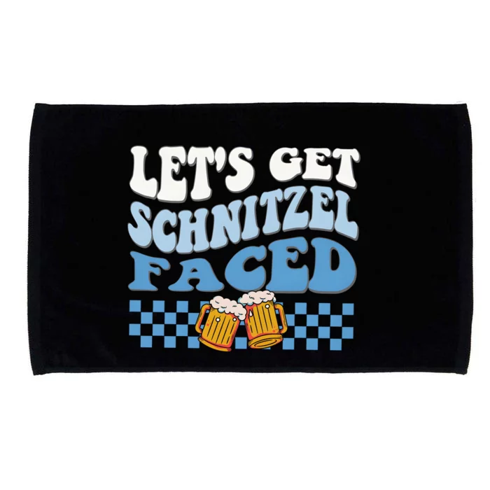 Funny Oktoberfest Lets Get Schnitzel Faced Beer Drinking Team Microfiber Hand Towel