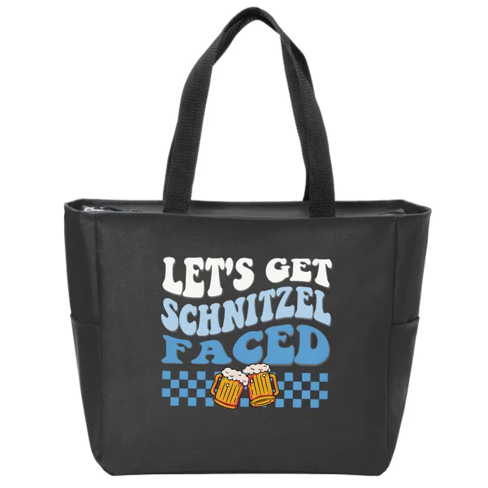 Funny Oktoberfest Lets Get Schnitzel Faced Beer Drinking Team Zip Tote Bag