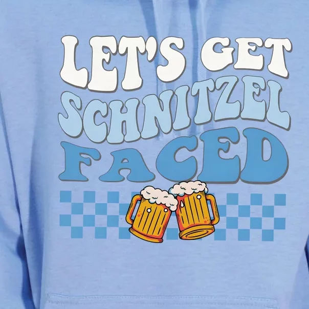 Funny Oktoberfest Lets Get Schnitzel Faced Beer Drinking Team Unisex Surf Hoodie