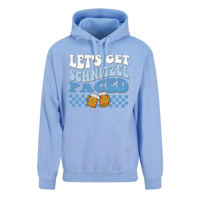 Funny Oktoberfest Lets Get Schnitzel Faced Beer Drinking Team Unisex Surf Hoodie