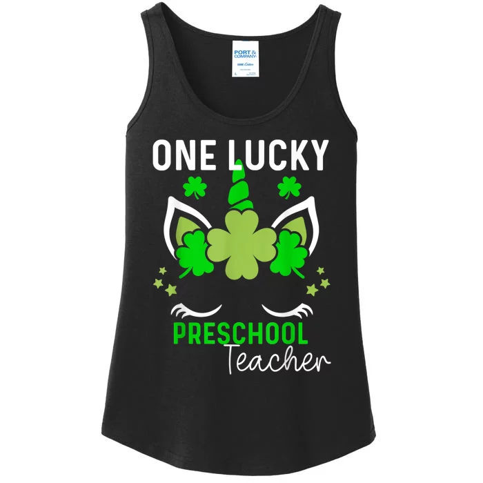 Funny One Lucky Preschool Teacher St. Patricks Day Irish Ladies Essential Tank