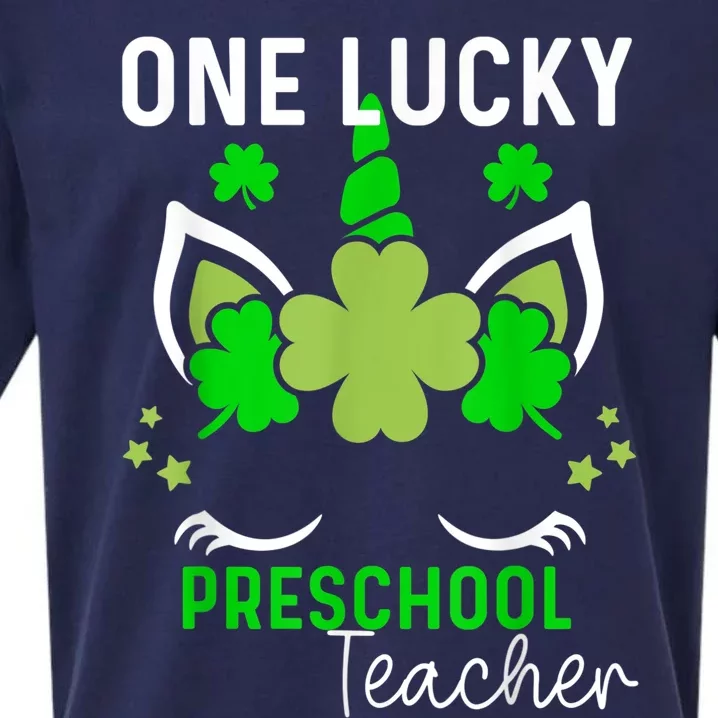 Funny One Lucky Preschool Teacher St. Patricks Day Irish Sueded Cloud Jersey T-Shirt